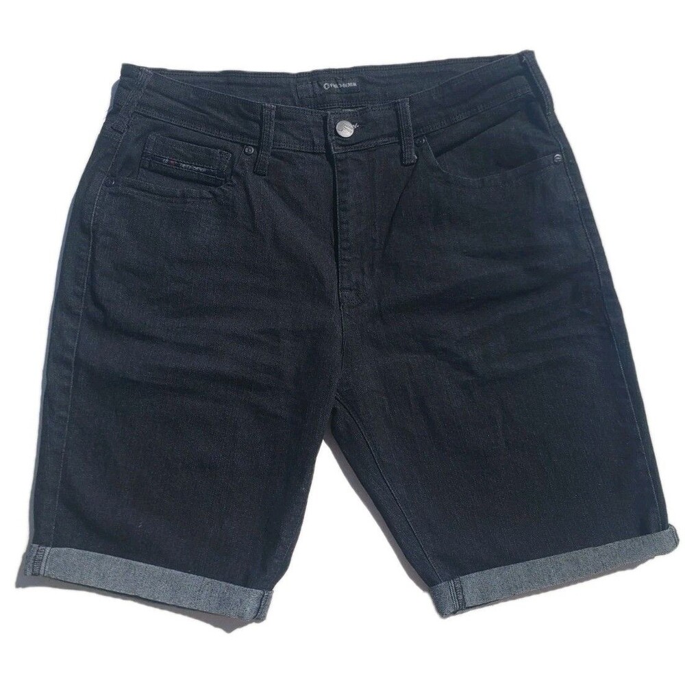 Fried Denim Shorts Mens 34 Black Stretch Casual 5 Pocket Modern YJ2713